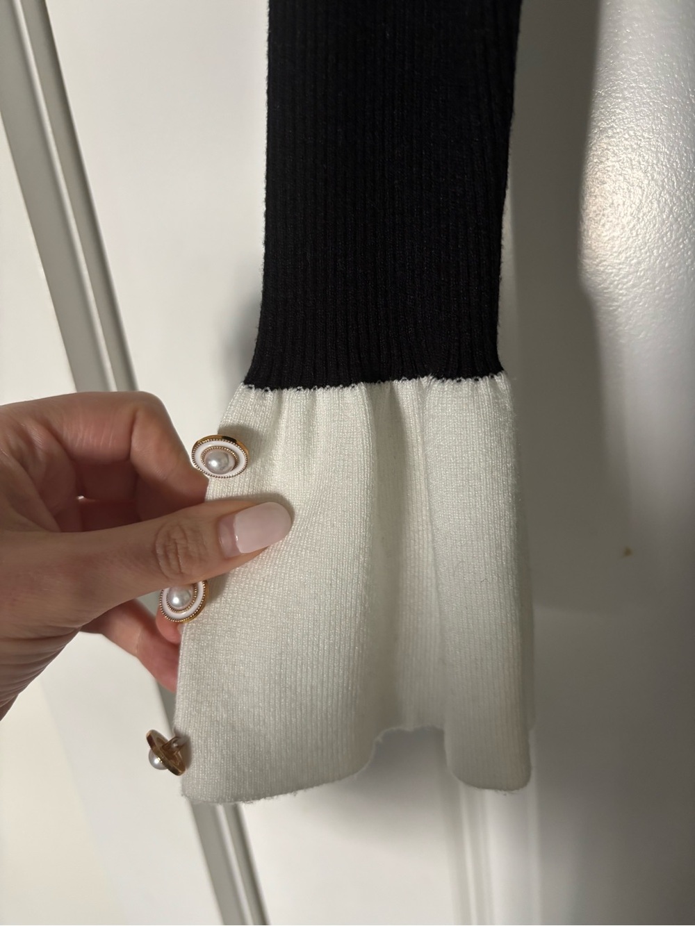 Black & Cream Button-Front Ribbed Dress - Picture 3 of 5